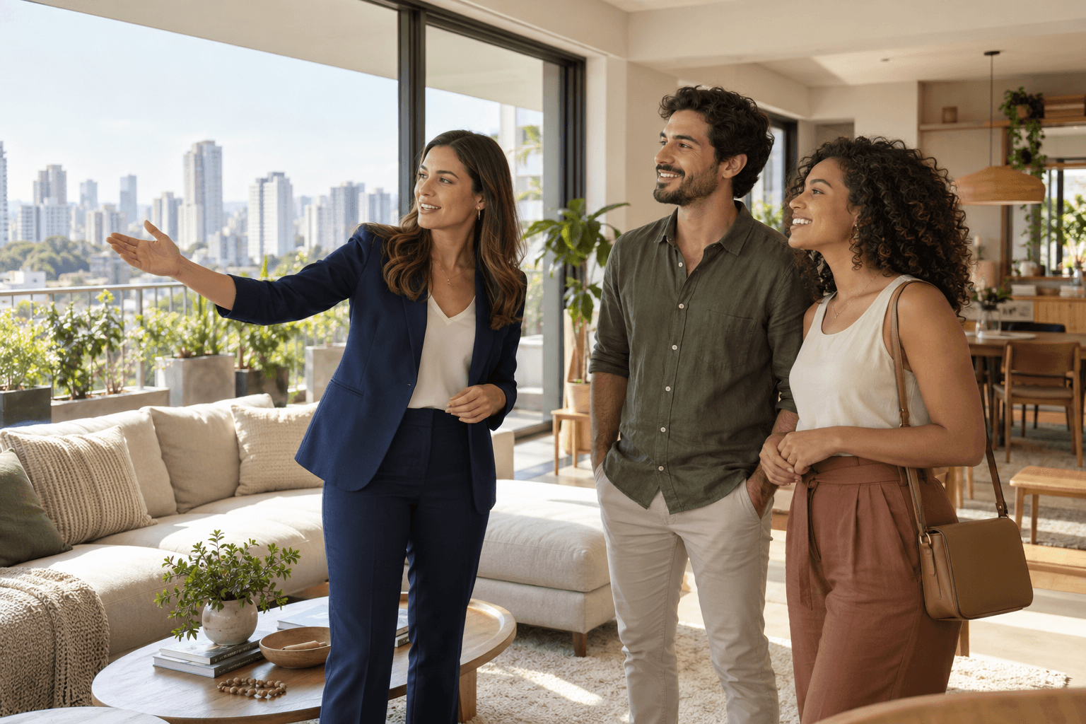 Atendimento imobiliário em um apartamento